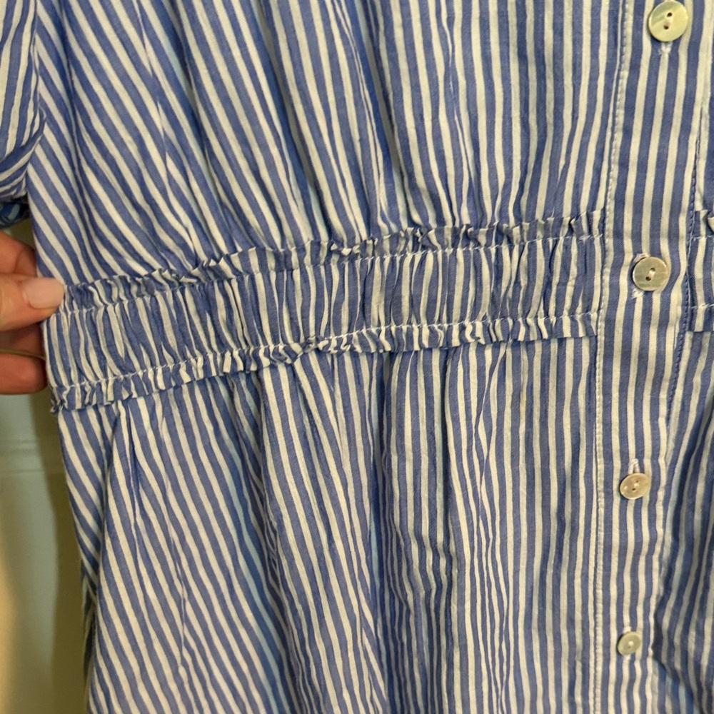 Lilly Pulitzer Tassie Puffed Sleeve Blue & White Stripe Cotton Dress Size 14 - Picture 5 of 7